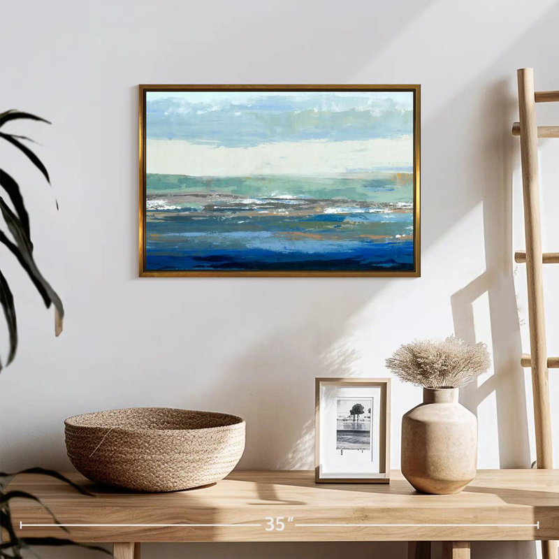Une grande vague, 19 po x 13 po, Cadre flottant doré