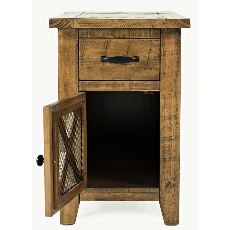 Hultquist Solid Wood Top End Table with Storage and Built-In Outlets