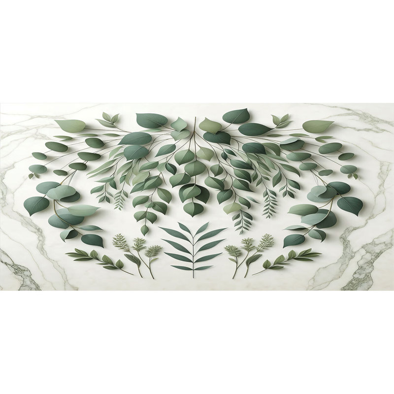 Bay Isle Home™ Eucalyptus Leaves Ceramic Coffee Mug Weeping Wreath 11 oz Ivory and Laurel Green