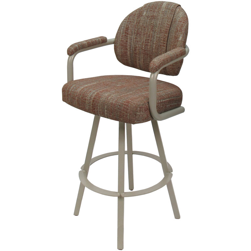 Tabouret de bar pivotant en métal Leandra, Mélange de polyester rouge / cadre beige