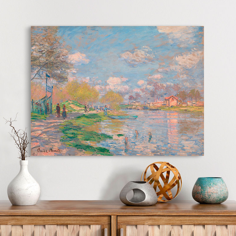 Spring By The Seine by Claude Monet - Wrapped Canvas Art Prints, 70cm H x 100cm W x 4cm D