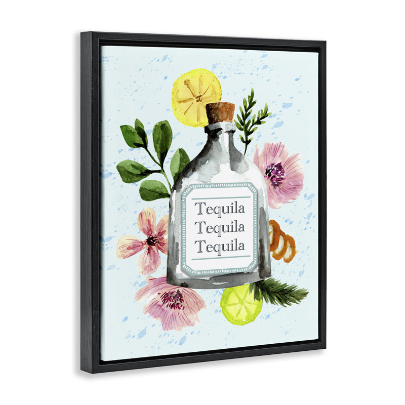  Art floral sur toile Floater, Cadre flottant noir de jais, H 21 po x l 17 po