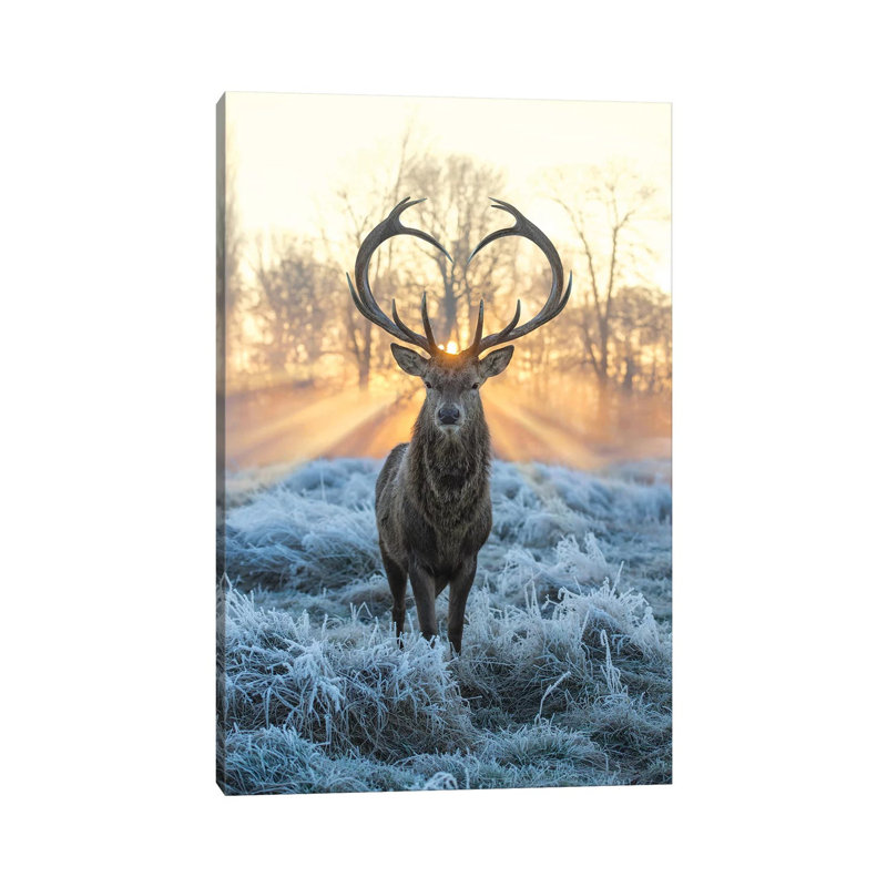 «Love You Deer Fire and Ice», reproduction d'art, Toile tendue, H 48 po x l 32 po x P 1,5 po