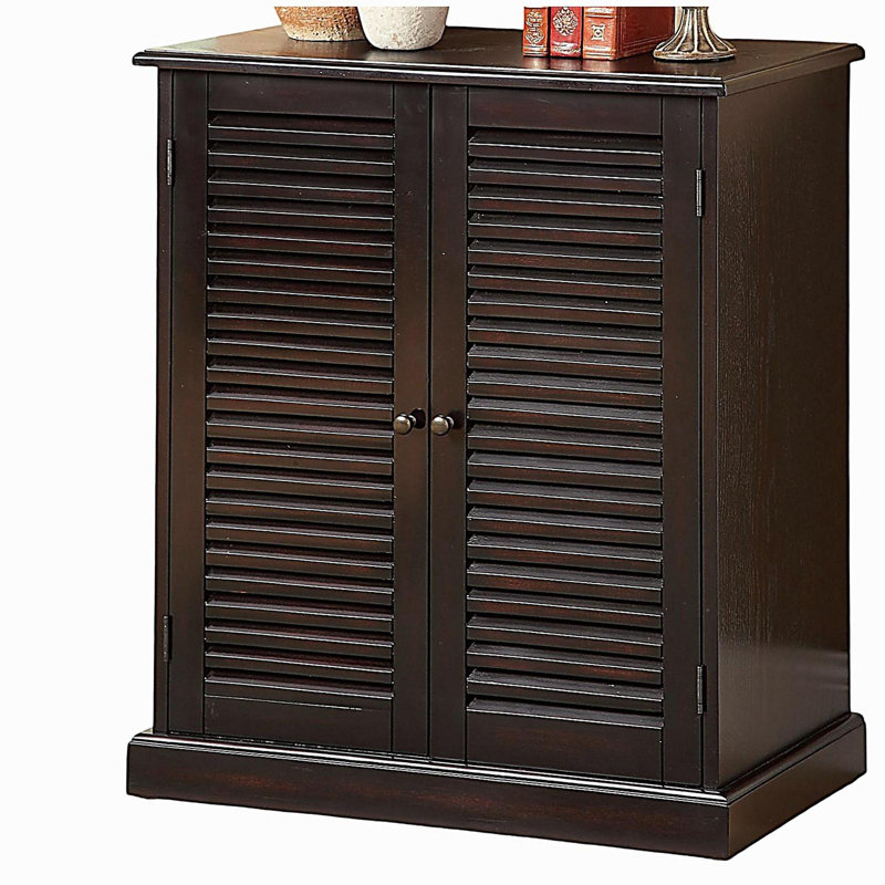 Armoire à chaussures avec tablettes réglables et portes à persiennes, Espresso