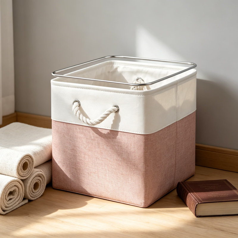 Bacs de rangement 13 x 13 pouces avec carton inférieur renforcé, 6 grands cubes de rangement pliables en tissu avec poignées pour tablettes, placards et rangement pour la lessive