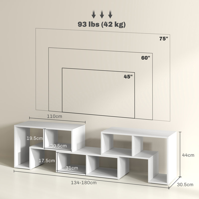 Baylen Unfinished TV Stand for TVs up to 75", White