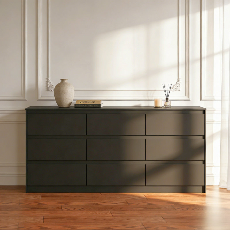 63" Wide 9 Drawers Dresser, Brown