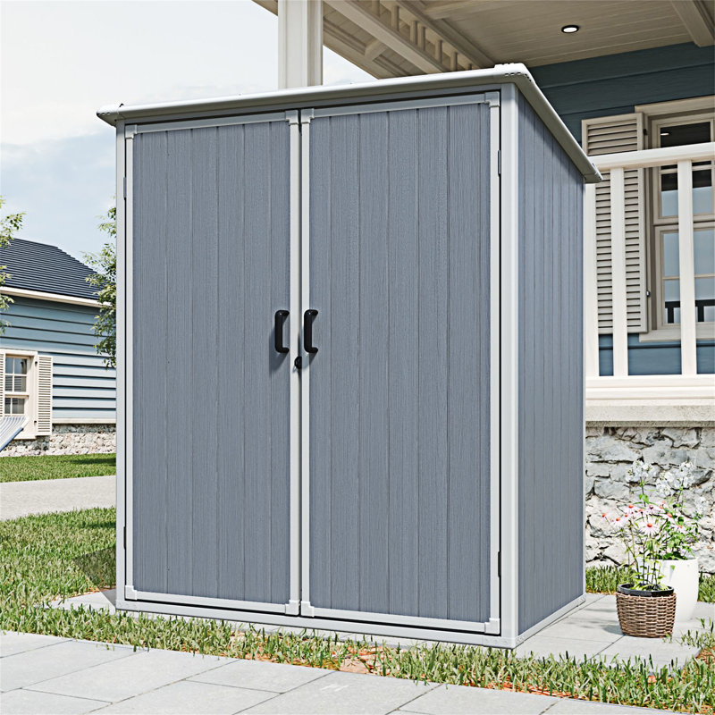 Remise de rangement extérieure 5 x 3 pi avec portes verrouillables, Gris