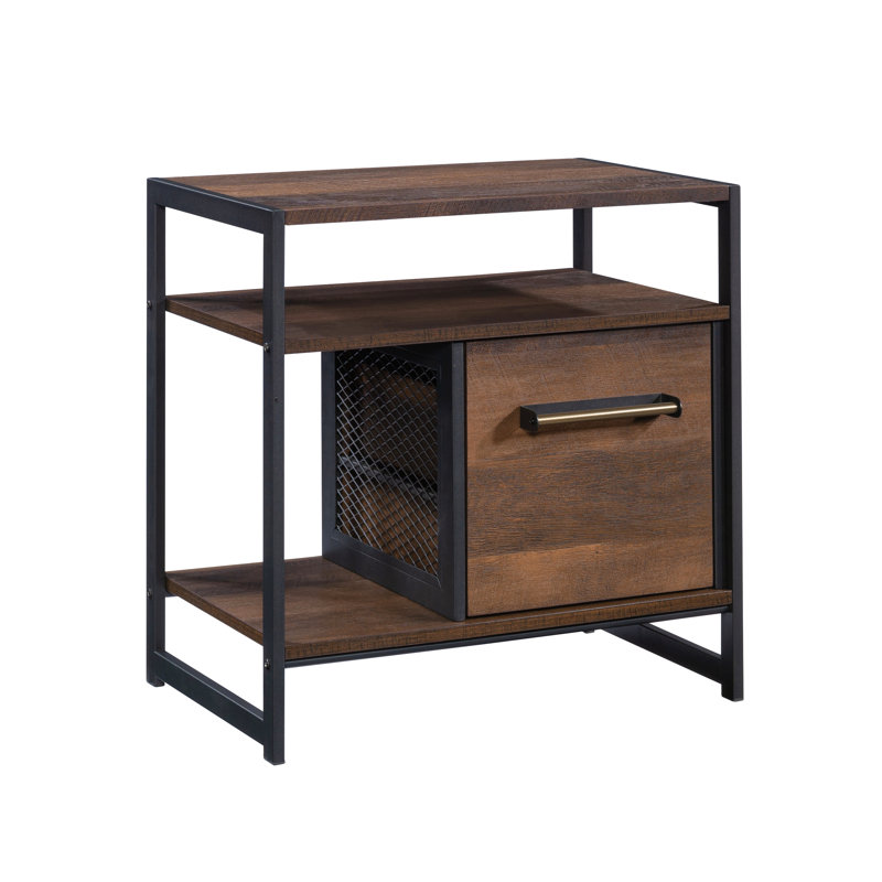 Side Table/Night Stand, Brown Finish