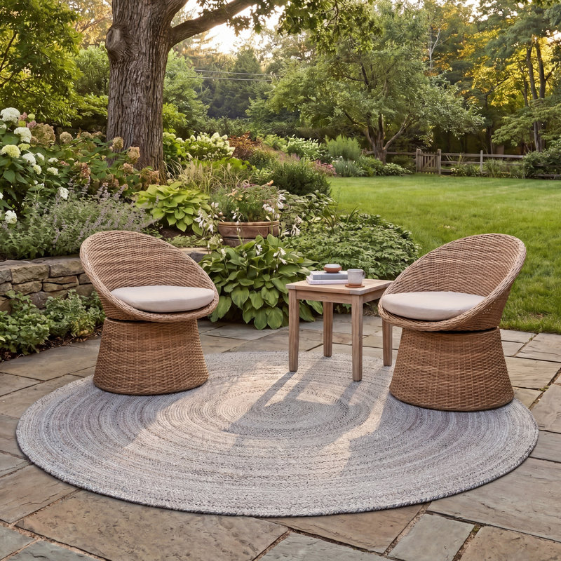 Exaucet Flat Weave Performance Rug, Round 8'