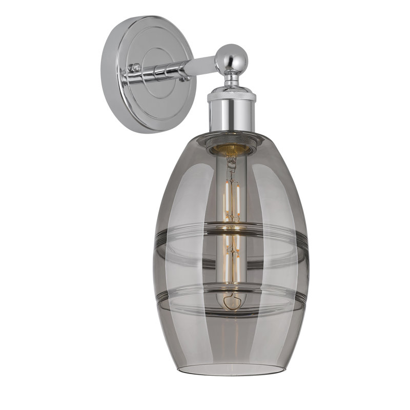 Bettylou Steel Armed Sconce, Polished Chrome, Light Smoke, 10.38" H x 5.88" W x 7.44" D
