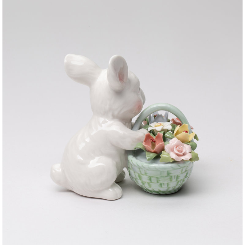 Lapin avec panier de fleurs