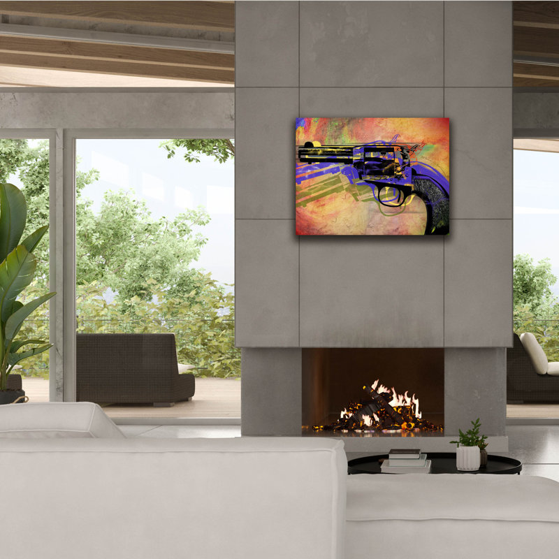"Epic Graffiti" Gun 6 "par Mark Ashkenazi, art mural sur toile, 34 po x 26 po, H 26 po x l 34 po