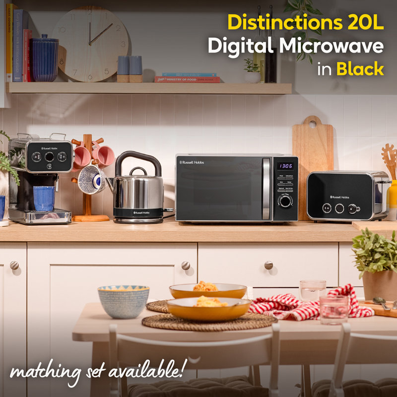 Russell Hobbs Rhmd832b Distinctions 20 Litre Stainless Steel Digital Microwave, Black 