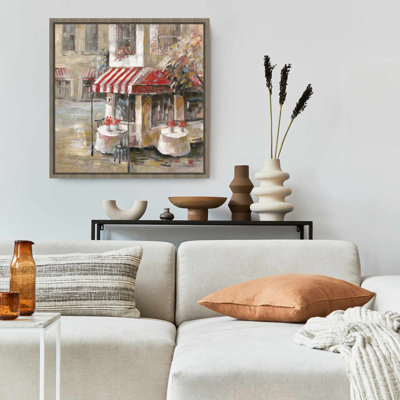 Sunny Restaurant Terrace Framed Canvas | Home Decor Art