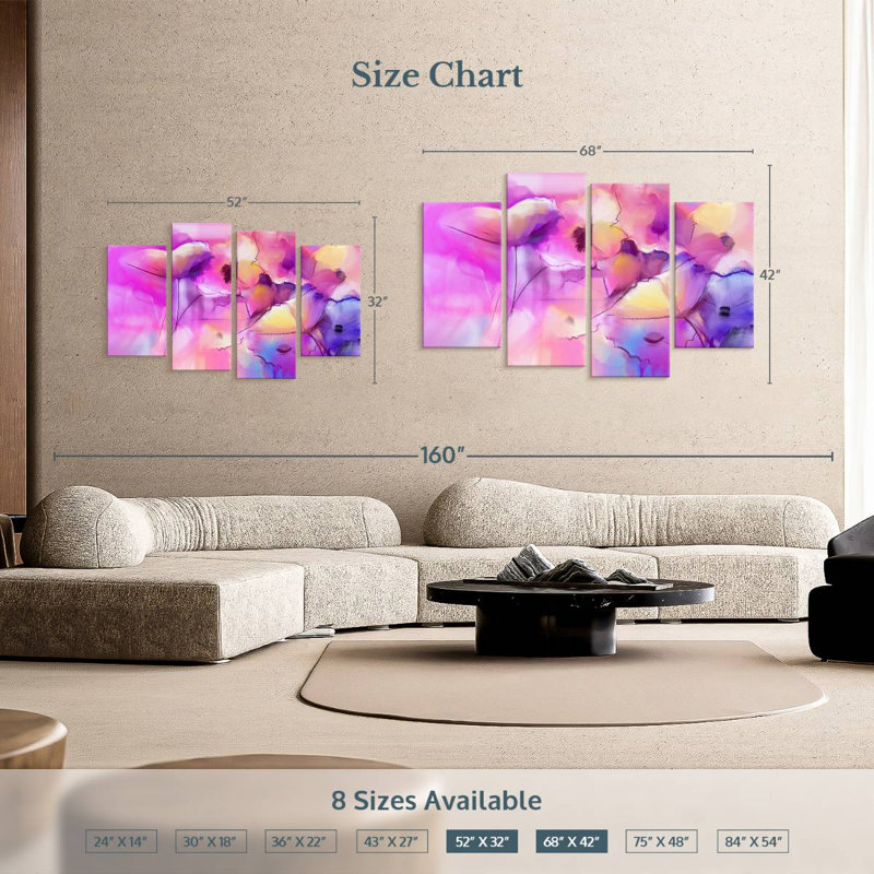 Avery Hot Pink Abstract, 32" H x 52" W