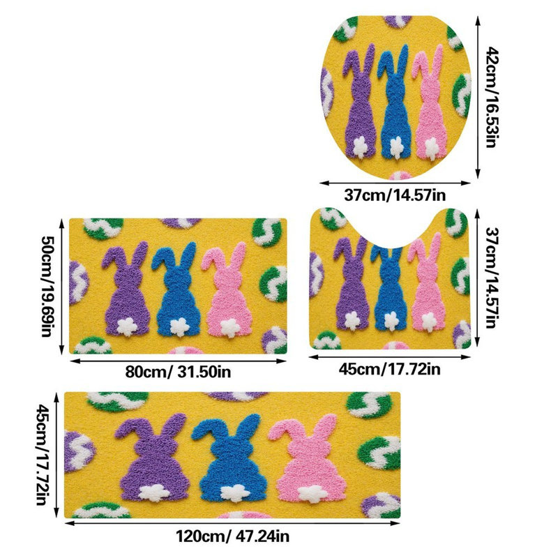 Ensemble de 4 tapis de bain lapin et œufs de Pâques