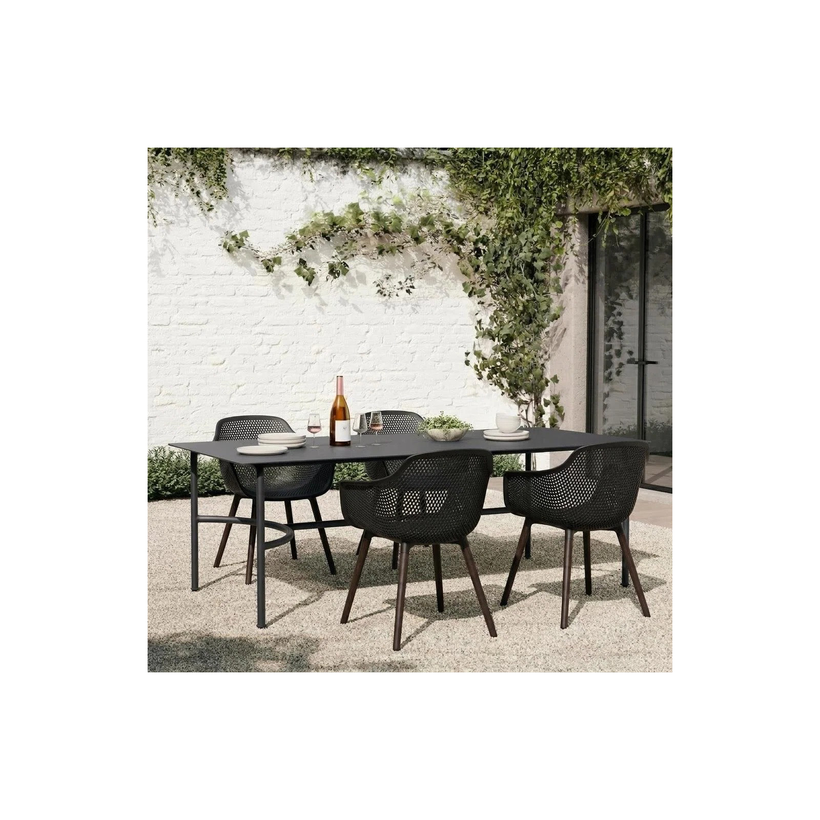 Artha Premium All-Weather Wicker Outdoor Dining Armchair, Black