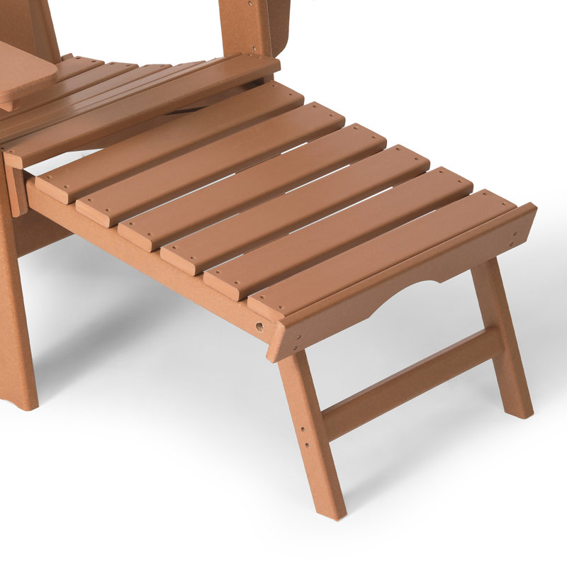 Laguna Outdoor Folding Adjustable Adirondack Chair With Cup Holder & Hideaway Ottoman (Set Of 2), Tan