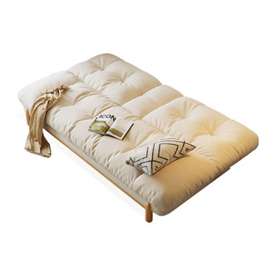 Canapé-lit causeuse en similicuir beige