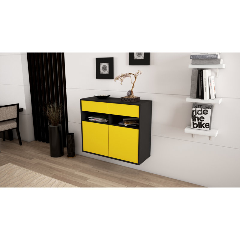 Anglers Park 92cm Sideboard, Anthracite/Yellow