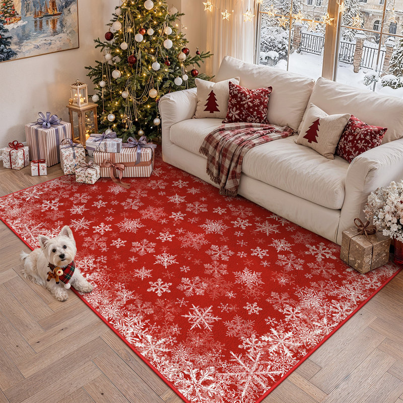 Tapis lavable flocon de neige avec envers antidérapant Avery, Rectangle 6 pi x 9 pi
