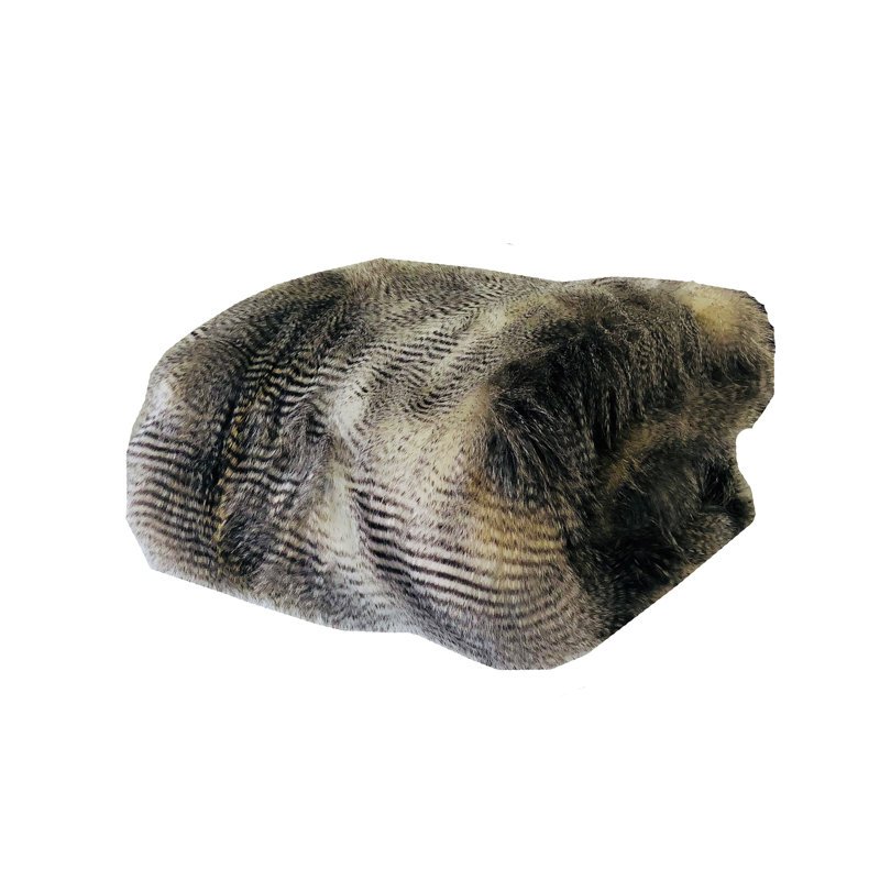 Luxurious Full Size Faux Fur Throw Blanket in White and Gray