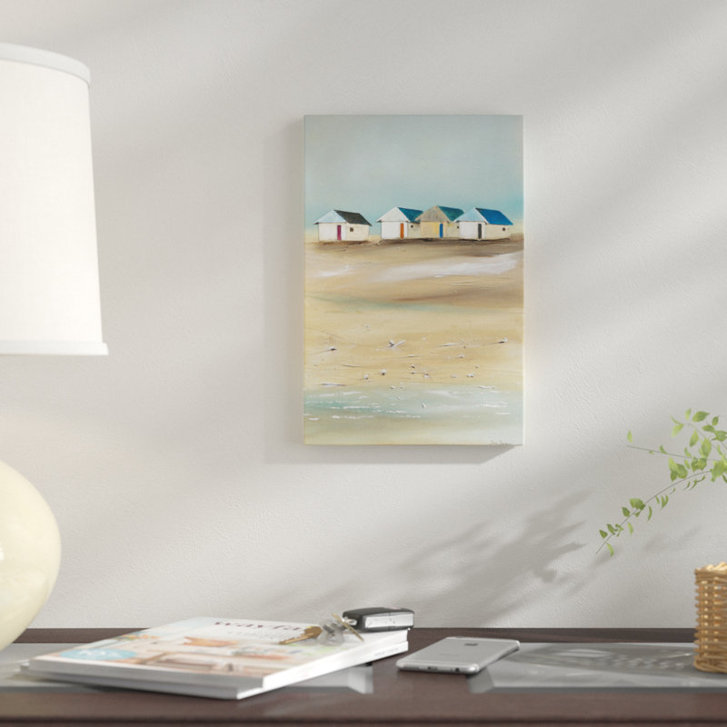 « beach cabanes iv », impression sur toile, H 12 po x l 8 po x P 0,75 po, Toile tendue, Pas de tapis