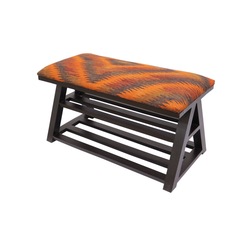 Banc de rangement rembourré avec tablettes
