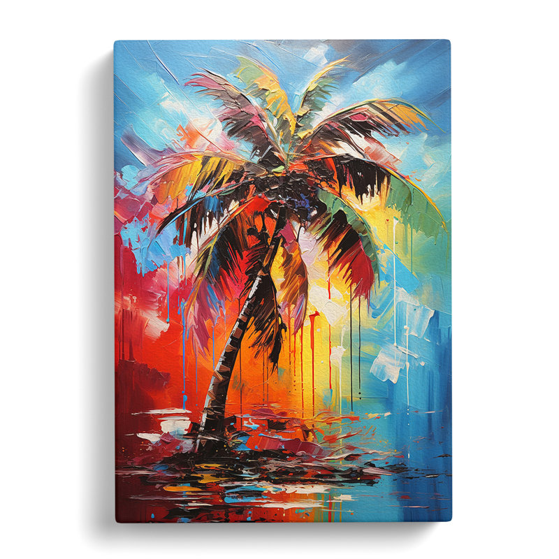 Palm Tree Expressionism No.3 - Wrapped Canvas, 50cm H x 35cm W x 3cm D