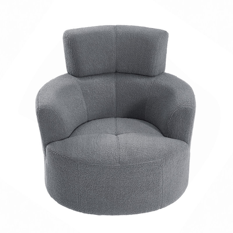 36.98" W Upholstered Swivel Barrel Chair, Gray