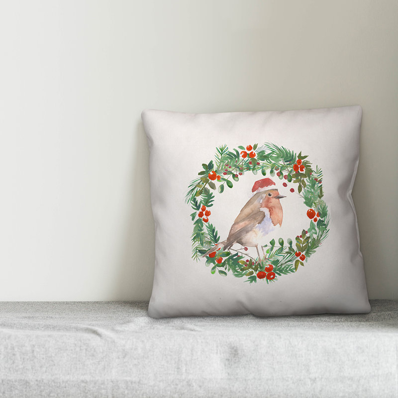  Winter Robin Throw Pillow Cover, 16" x 16", Polyester/Polyfill
