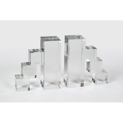 Clear Crystal Block Steps Bookend Pair