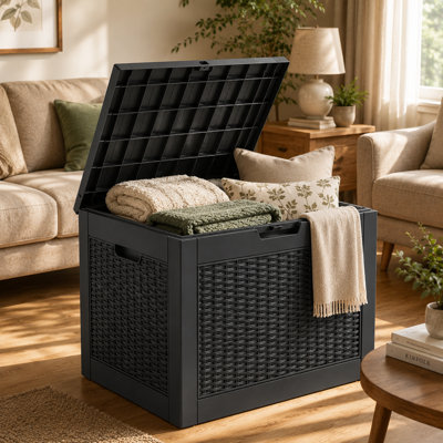 22 in. D x 17 in. W Water Resistant Lockable Deck Box With Seat