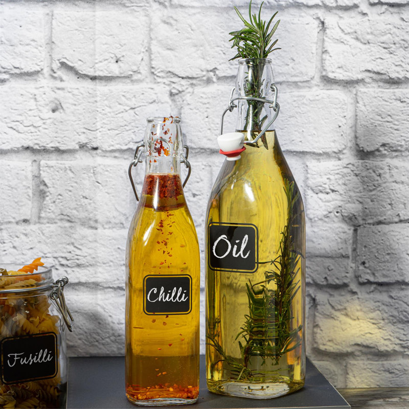 Lavagna Glass Swing Bottles with Labels, 26.5cm H x 6.5cm W x 6.5cm D