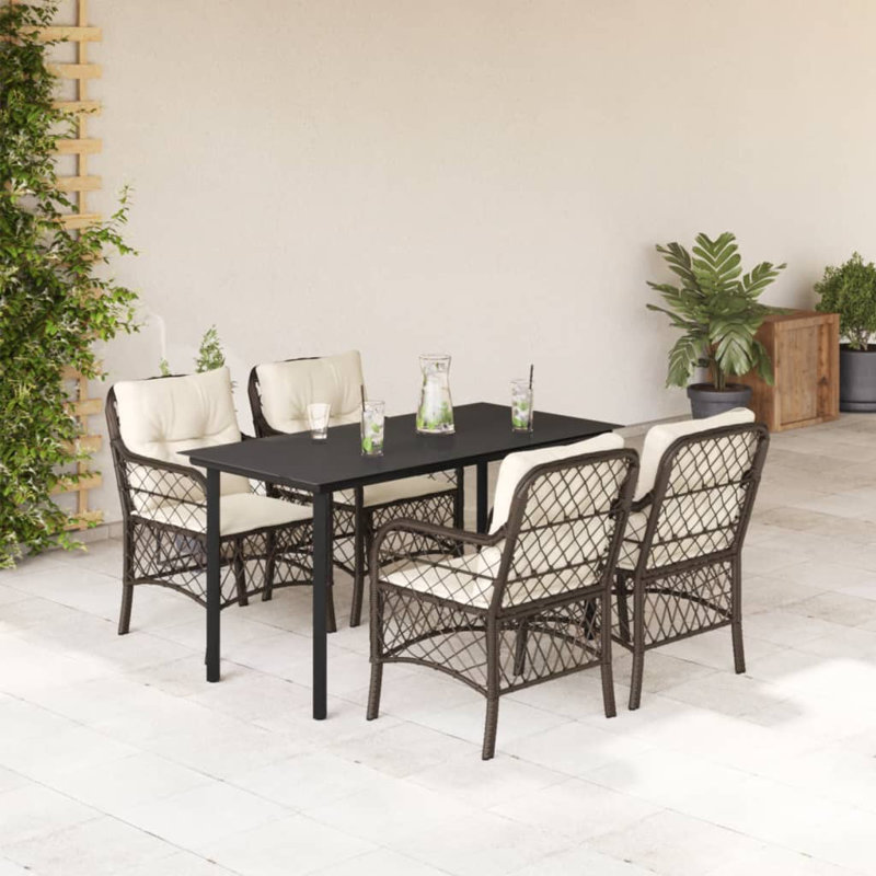 Ensemble bistro avec coussins en polyester Latitude Run®, H 29,1 po x l 55,1 po x P 27,6 po, Brun, 4