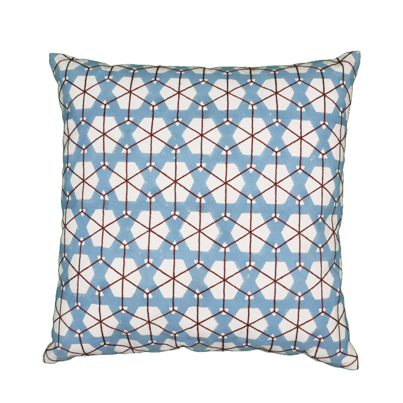 Jaali Pillow Cover 20x20 Inch, Off White;Blue;Brown