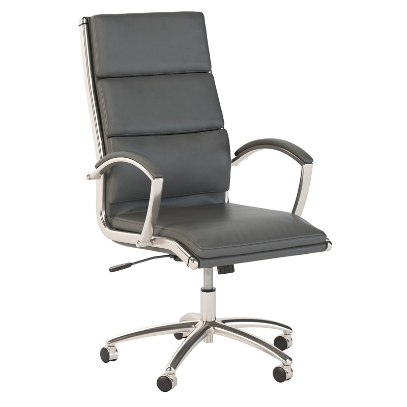Fauteuil de conférence en similicuir BBF, Gris foncé, Chrome Steel
