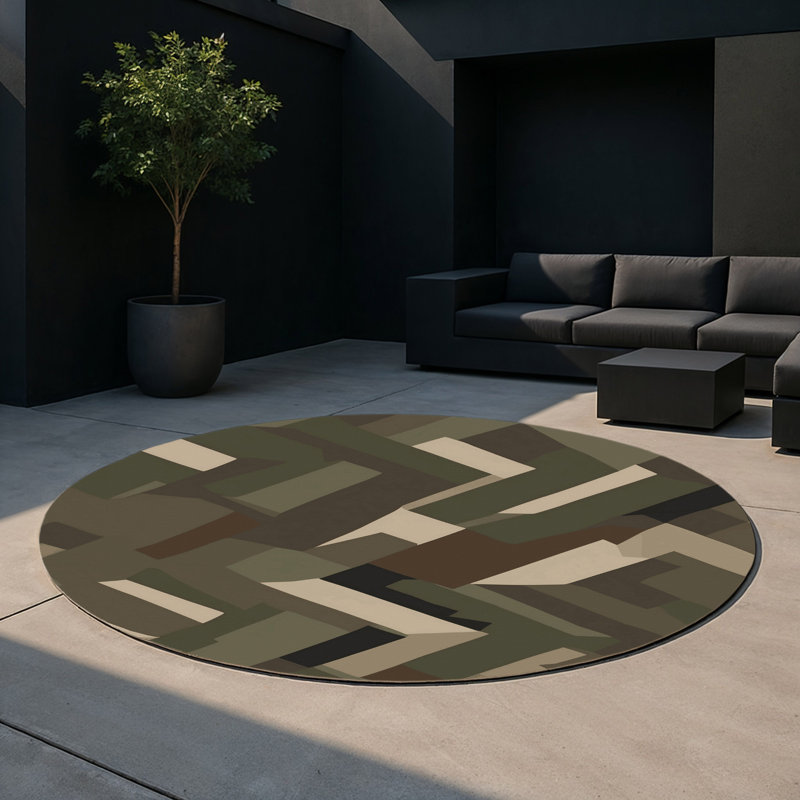 Tapis intérieur et extérieur Shadow Route, Rond 5 pi