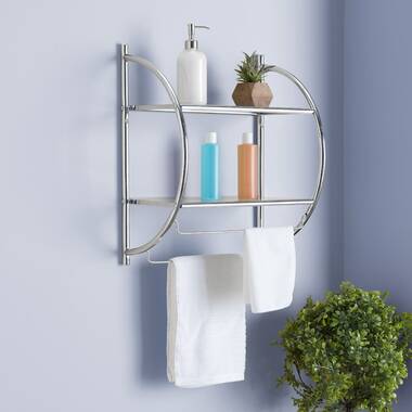 Organize It All Chrome 2-Tier Metal Wall Mount Bathroom Shelf (19
