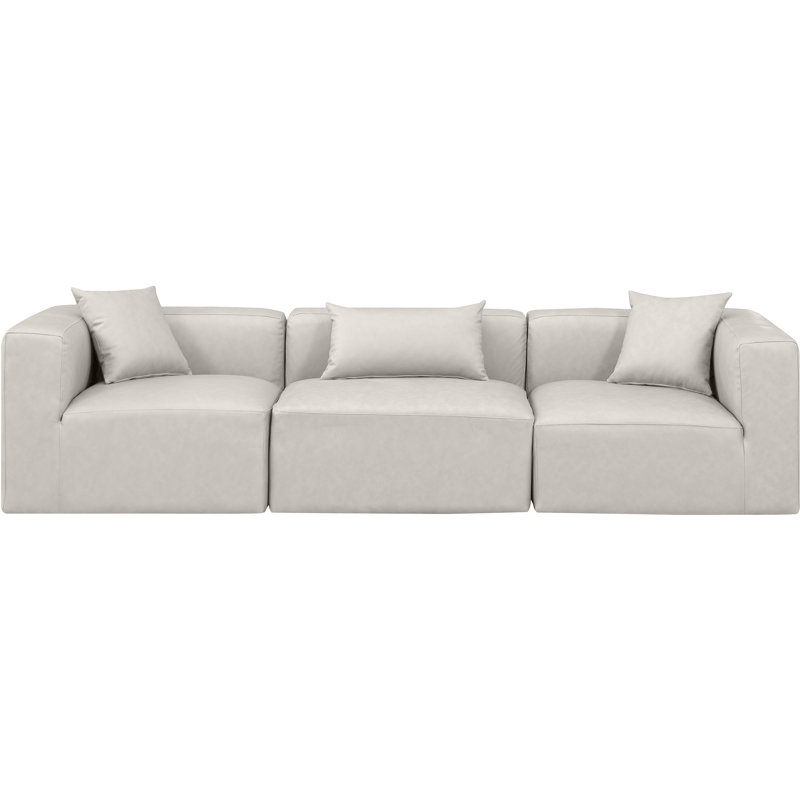 Houswerth Upholstered Sectional Reversible, Cream Vegan Leather