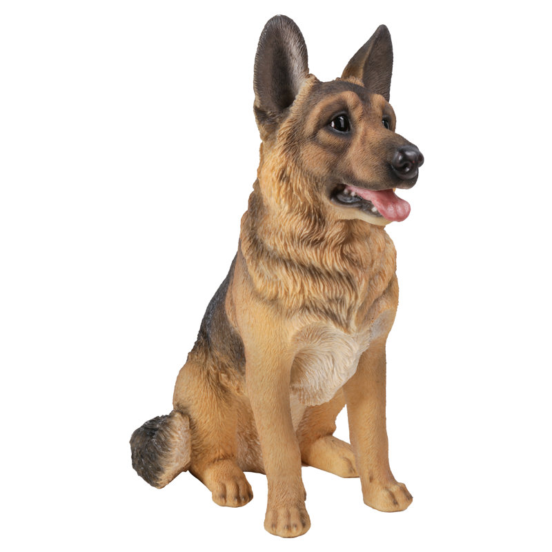 Sitting German Shepherd Statue, 15.55" H x 7.87" W x 12.4" D