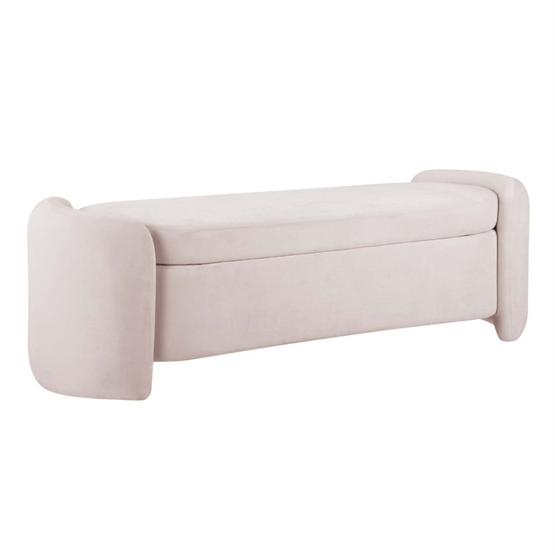  Velvet Upholstered Bench, Pink