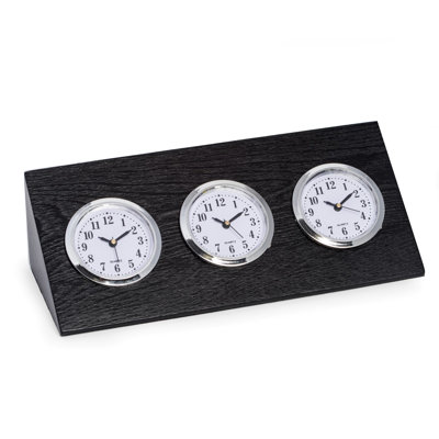 Traditional Analog Rosewood Solid Wood Atomic Tabletop Clock in Black