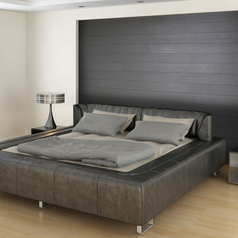 Panneau mural gris en bois Shiplap