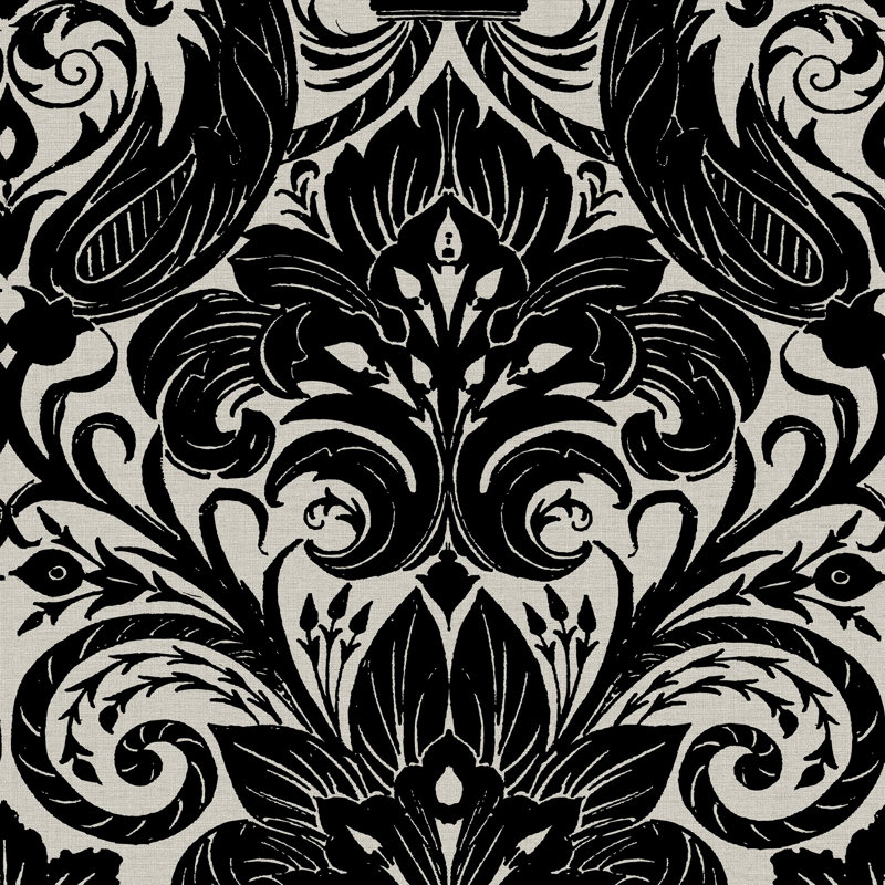 Laurence Llewelyn-Bowen Off The Wall Damask Sauvage 3D Embossed, Black