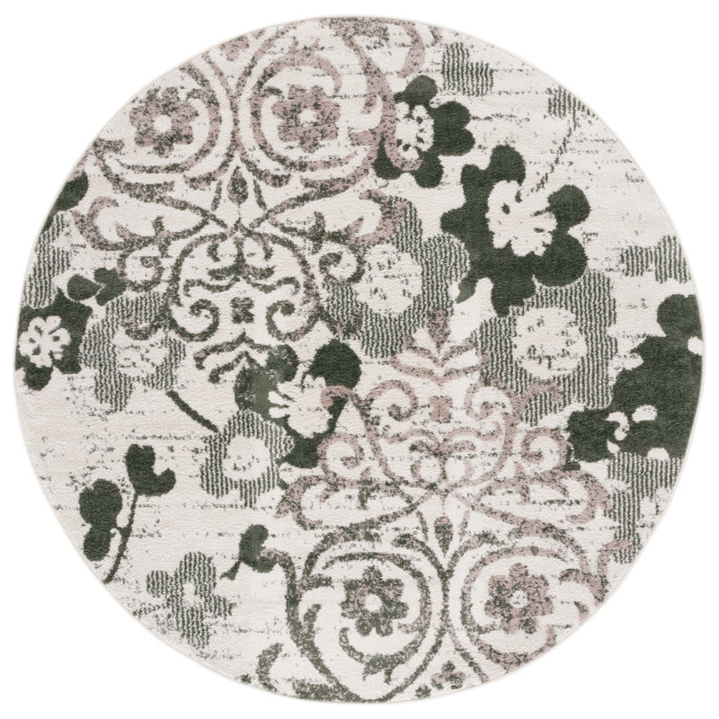Braizlee Performance Floral Rug, Round 6'