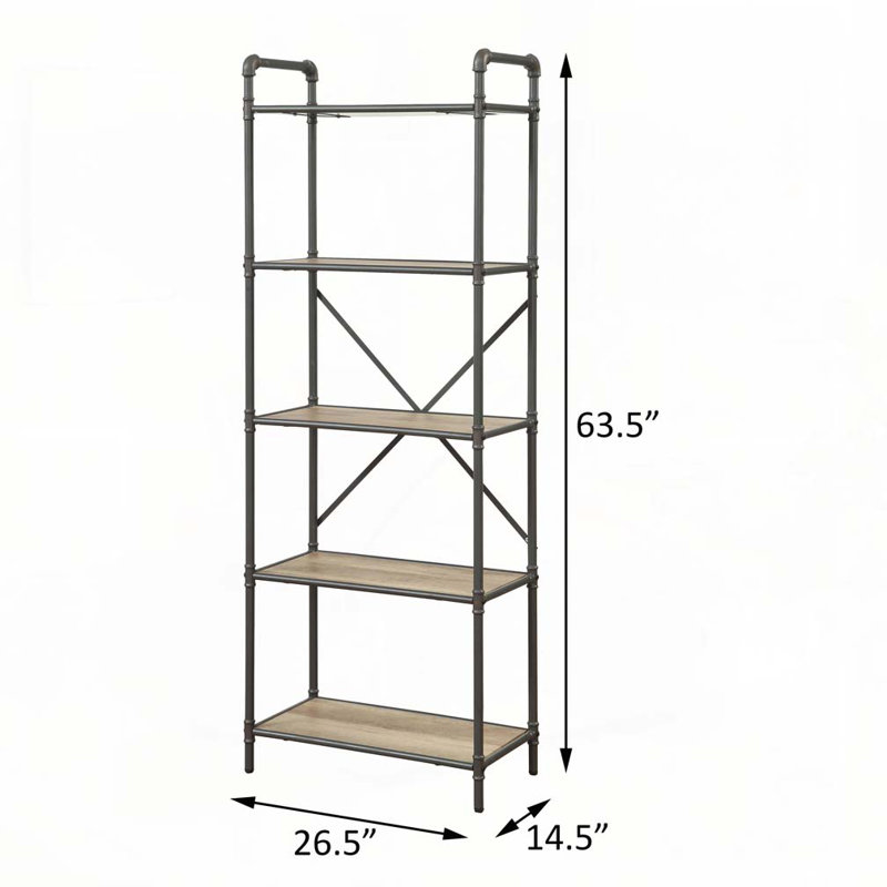 Natural and Black 4-tier Bookcase