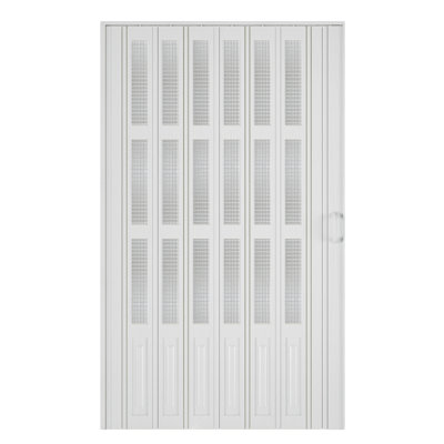 Paneled Mini Grid Frosted Acrylic and PVC/Vinyl Accordion Door