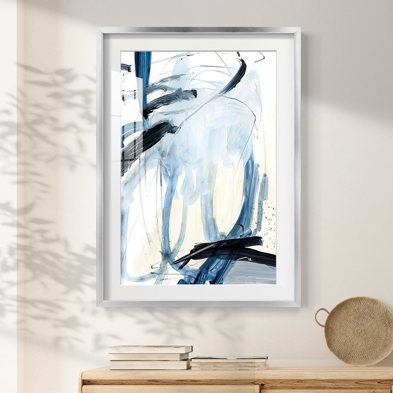 Indigo Swash II -Framed Print, 25.5" H x 17.5" W, Silver